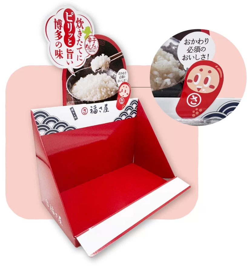 郵便局用「明太子のごはんのお供」販促什器を制作