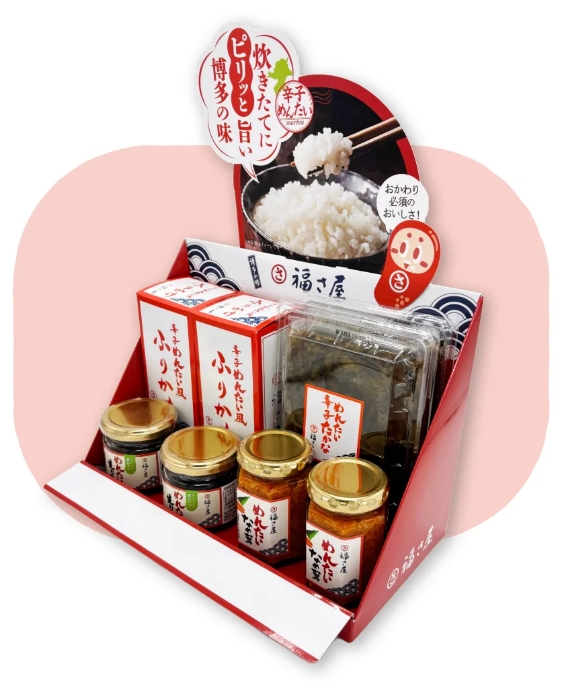 郵便局用「明太子のごはんのお供」販促什器を制作